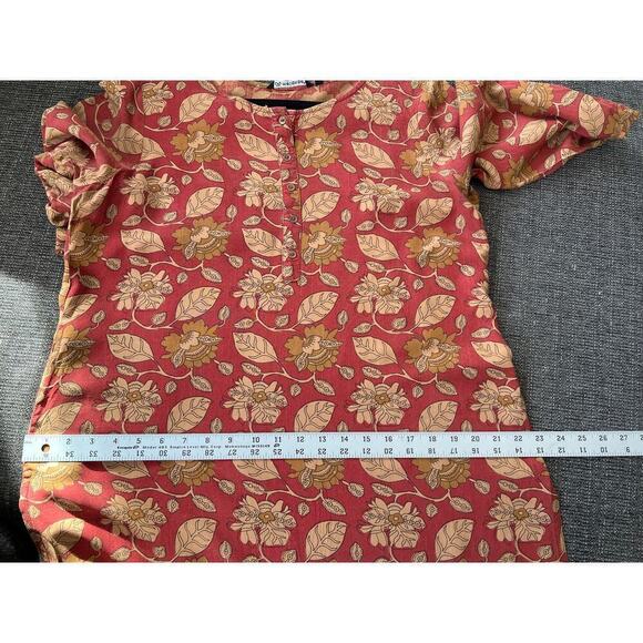 Melange Dress, Orange, Floral, Lightweight, Large, Pockets - Picture 14 of 15